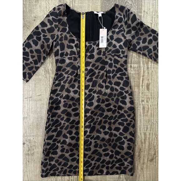 Rebecca Taylor Dress 4 Silk Shift NWT ($325) Chocolate Animal Print - Picture 3 of 5